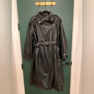 Wild Fable Black Faux Leather Trench Coat